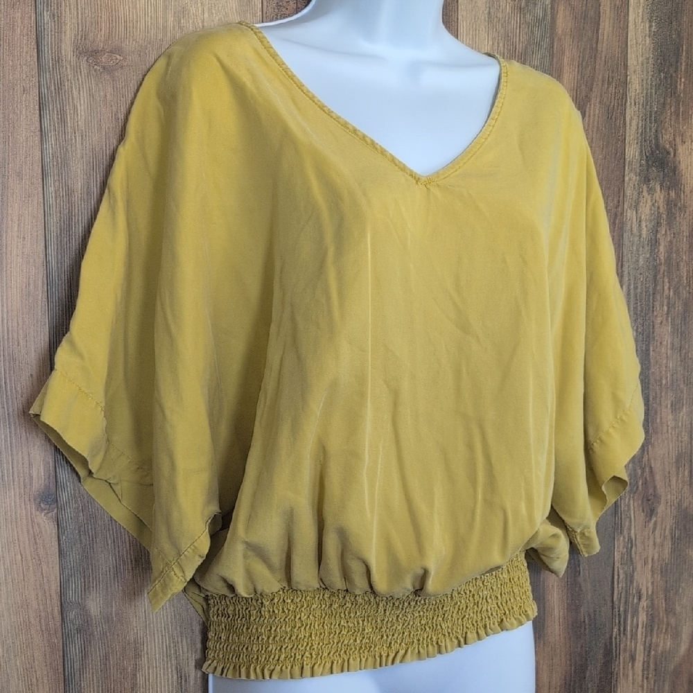 Marc New York Mustard Elastic Crop Blouse M D384